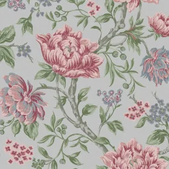 Tapetti 113408 Tapestry Floral Slate Grey, kukka, maalaisromanttinen, vaaleanpunainen - Laura Ashley Clearance
