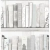 Tapetti Botany Library 103837, teksti, vanhan ajan, White, Blue - Sandudd Best