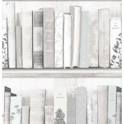 Tapetti Botany Library 103837, teksti, vanhan ajan, White, Blue - Sandudd Best
