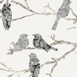 Tapetti Belle 5336-1, valkoinen/musta, non-woven - Decor Maison Sale