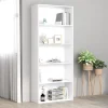5-tasoinen kirjahylly valkoinen 80x30x189 cm lastulevy - FinePRICE Outlet