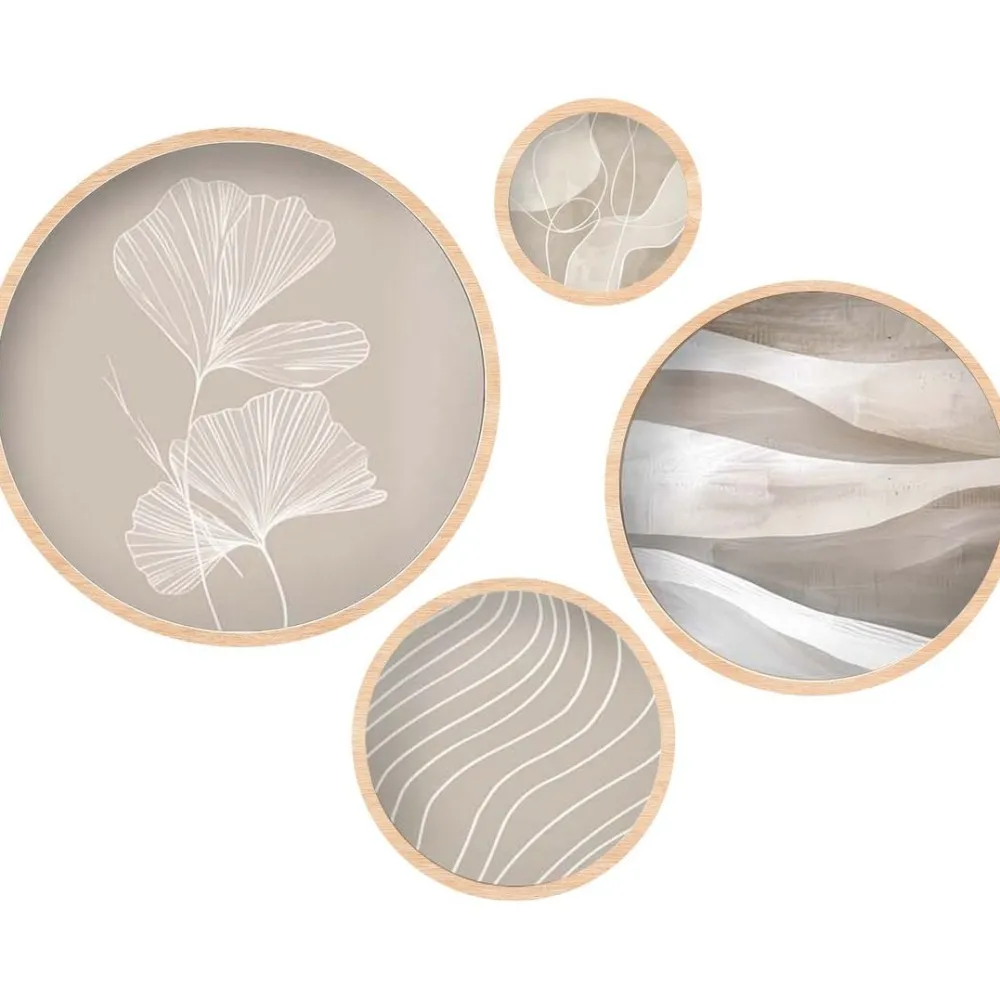 Taulusetti Harmony Circles, 4kpl, beige - Linento