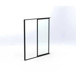 Terassin lasiliukuovi 1-os. 2100x915mm, kirkas/musta, sisäpuolinen nuppilukitus - Keraplast Discount