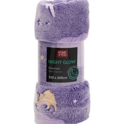 Torkkupeitto NIGHT LIGHT 150x200 cm, yksisarviset, violetti - Home4you Hot