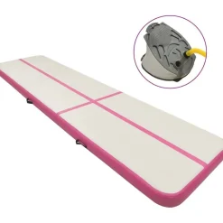 Täytettävä voimistelumatto pumpulla 700x100x15 cm PVC pinkki - FinePRICE