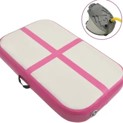 Täytettävä voimistelumatto pumpulla 60x100x20 cm PVC pinkki - FinePRICE Online