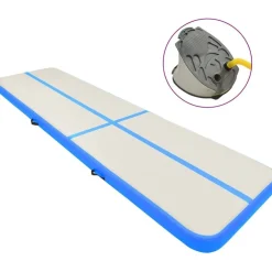 Täytettävä voimistelumatto pumpulla 800x100x15cm PVC sininen - FinePRICE