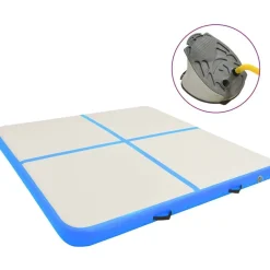 FinePRICE Täytettävä voimistelumatto pumpulla 200x200x10cm PVC sininen Hot