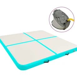 FinePRICE Täytettävä voimistelumatto pumpulla 200x200x15 cm PVC vihreä Outlet