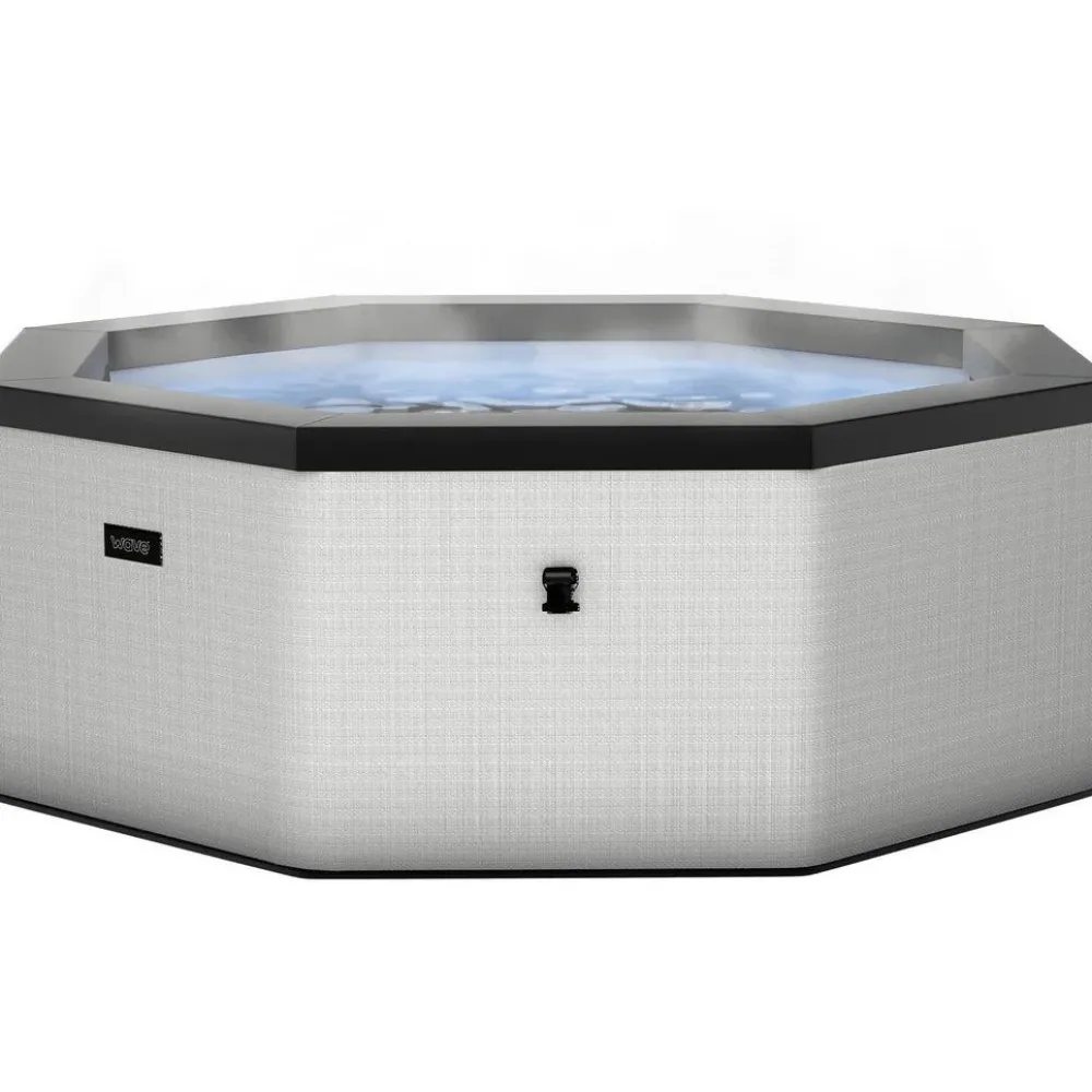 Wave Spa Ulkoporeallas Como, 6 hlöä, 90 suutinta, WiFi, kahdeksankulmainen, koottava, harmaa New