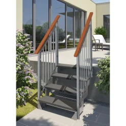 Dolle Ulkoportaat Gardentop Trimax kahdella Nordic-kaiteella antrasiitti eri kokoja Discount