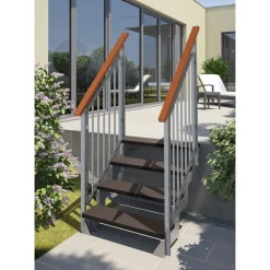 Ulkoportaat Gardentop Trimax kahdella Nordic-kaiteella tummanruskea eri kokoja - Dolle Online