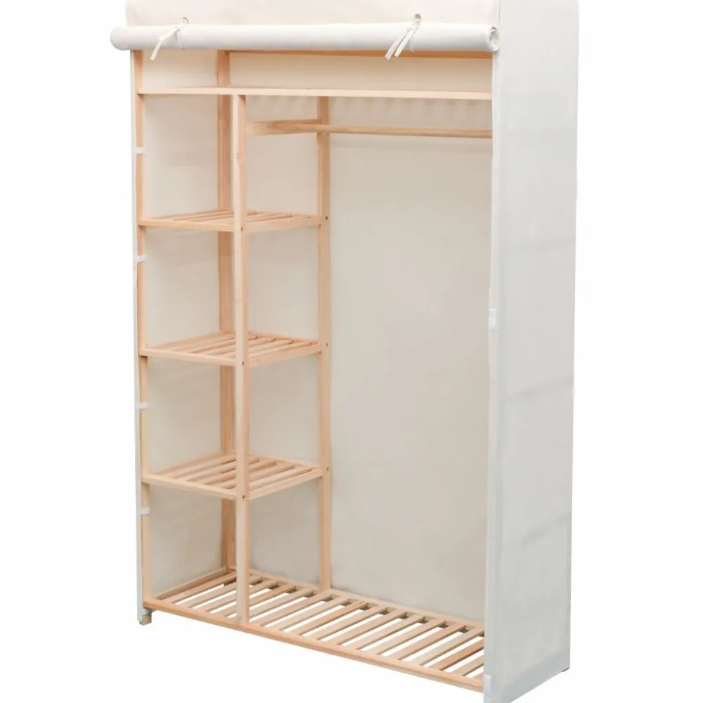FinePRICE Vaatekaappi kangas ja mänty 110cm Best