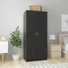 FinePRICE Vaatekaappi musta 80cm lastulevy Clearance
