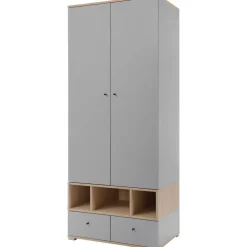 Vaatekaappi ORO SYSTEM 1, 80x195cm, saranaovilla, harmaa/ruskea - Nomla Sale