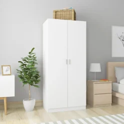 Vaatekaappi valkoinen 80cm lastulevy - FinePRICE