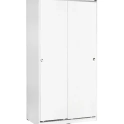 Vaatekaappi liukuovilla SWD-436-BB-2, 94cm, valkoinen - Linento Furniture Outlet