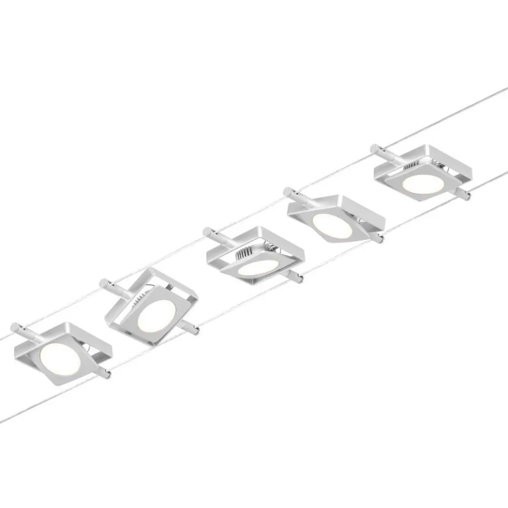 Vaijerivalaisinsetti CorDuo RoundMac Basic, 3000K, 230/12V, 5 valaisinta, kromi - Paulmann Discount