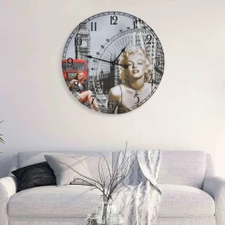 Vintagetyylinen seinäkello marilyn monroe 60 cm - FinePRICE Online