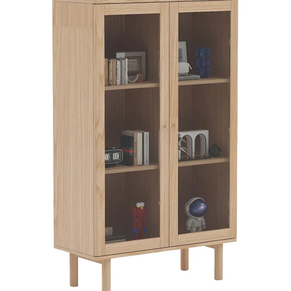 Vitriinikaappi HANSEN 90x40xK150 cm, melamiini, beige - Home4you Discount