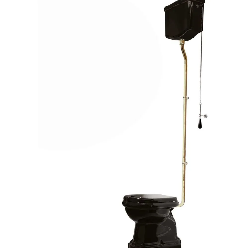 Lavabo WC-istuin Retro High, P-lukko, kiiltävä musta, eri värejä New
